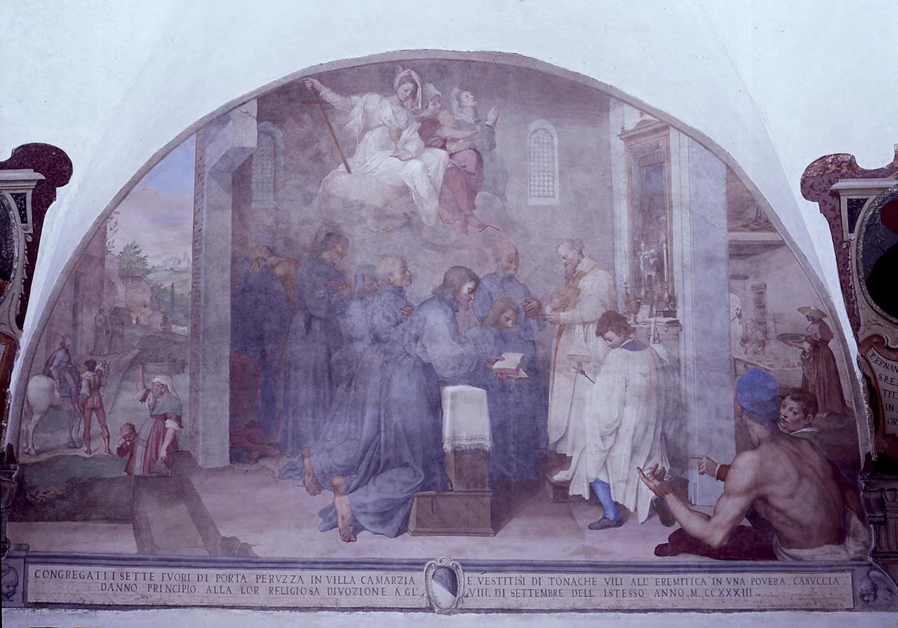 Storia dei sette Santi fondatori e della nascita dell'Ordine dei Serviti, Cristo fra la Giustizia e la Misericordia - Convento dell'Annunziata, Firenze